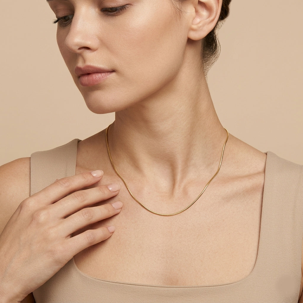 Aurora gold snake chain necklace minimal elegant chain necklace for women