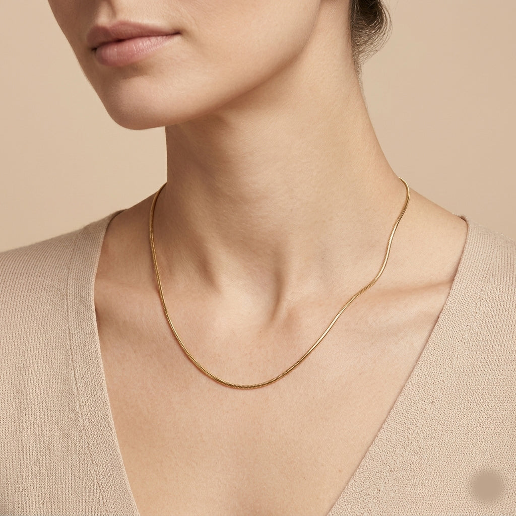 Aurora gold snake chain necklace minimal elegant chain necklace for women