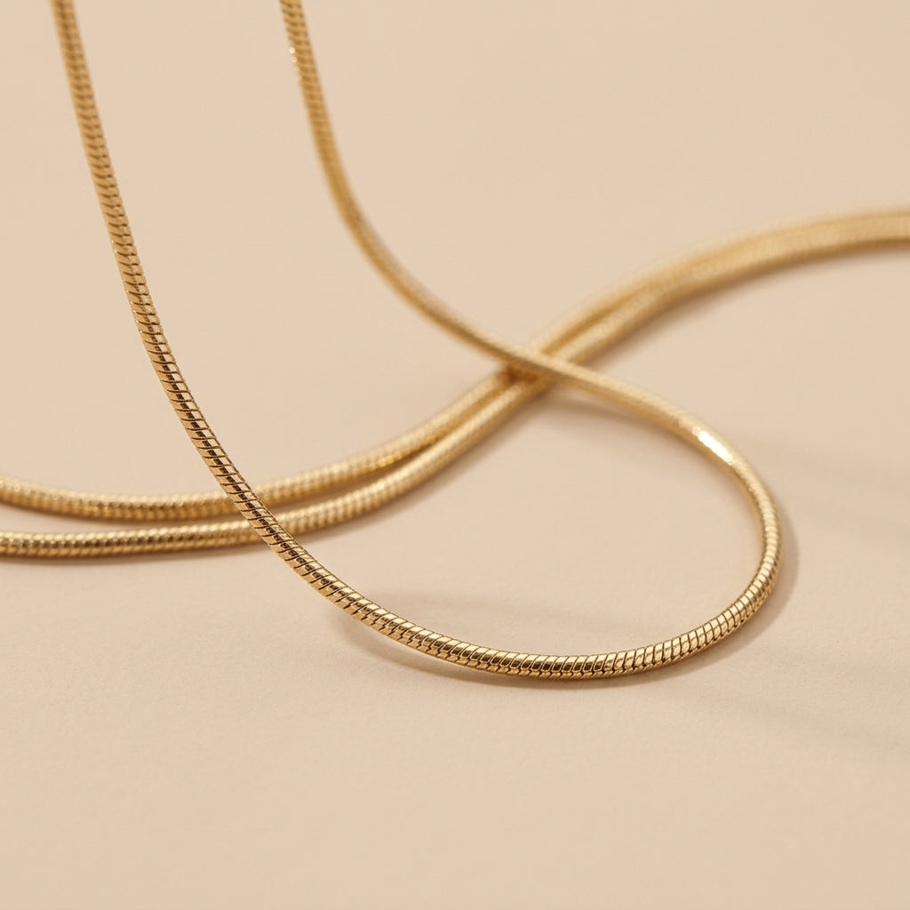 Aurora gold snake chain necklace minimal elegant chain necklace for women