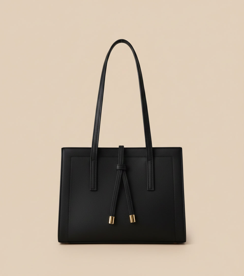 Clara Luxe brown structured tote bag with gold detail for women