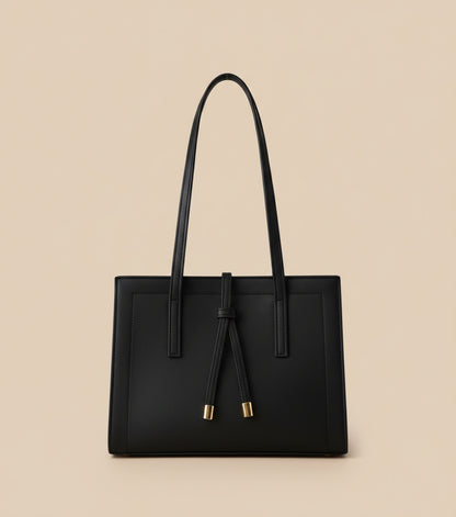 Clara Luxe brown structured tote bag with gold detail for women