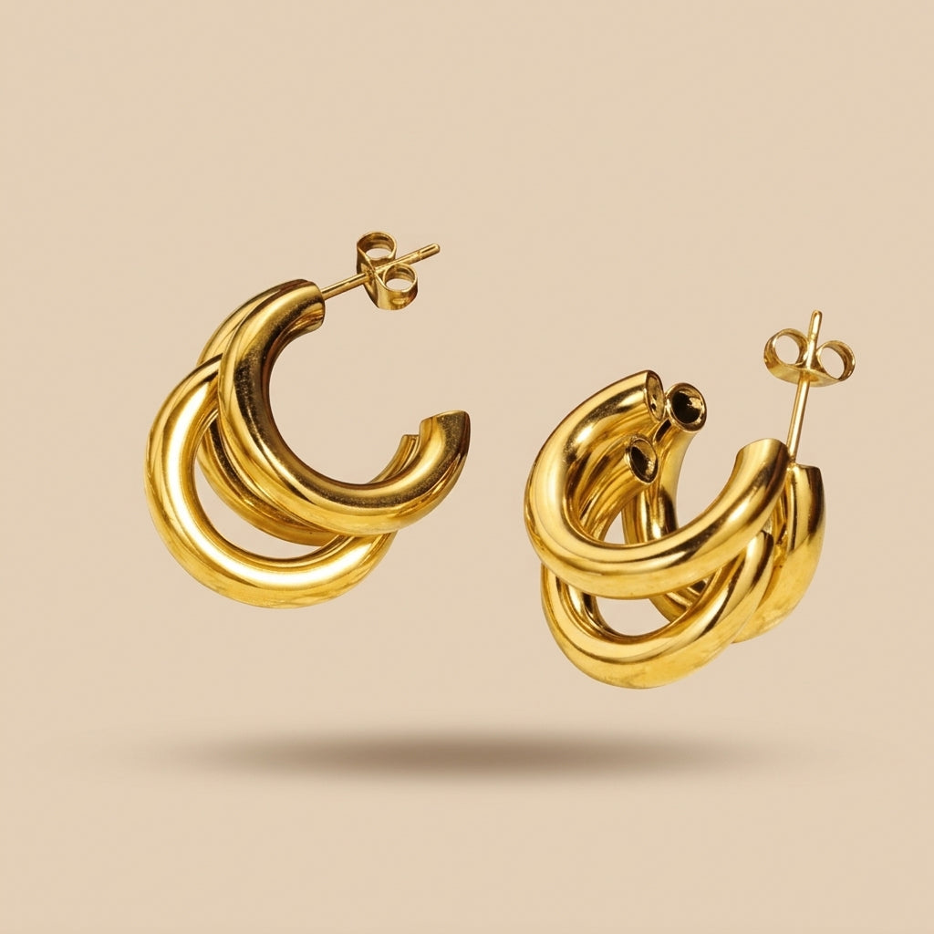 Elena gold double hoop earrings elegant modern hoop earrings for women