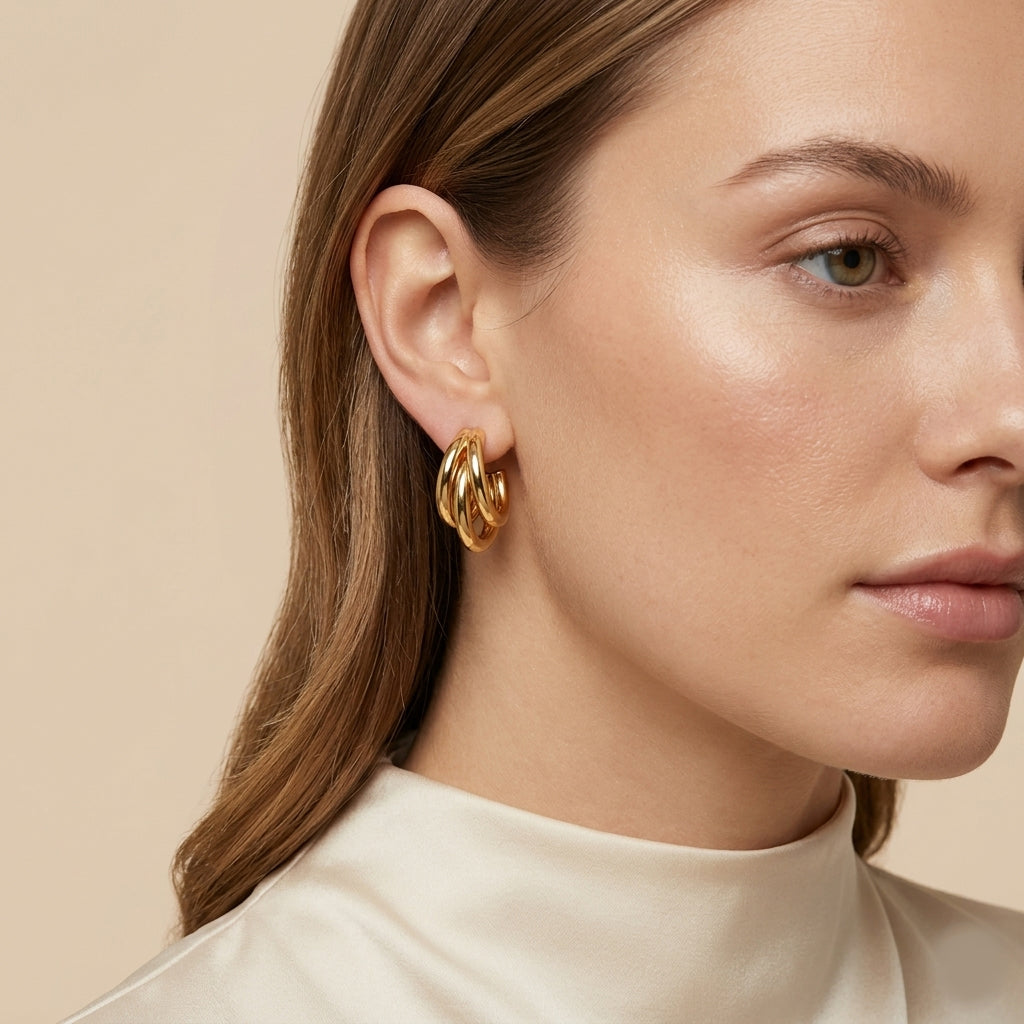 Elena gold double hoop earrings elegant modern hoop earrings for women