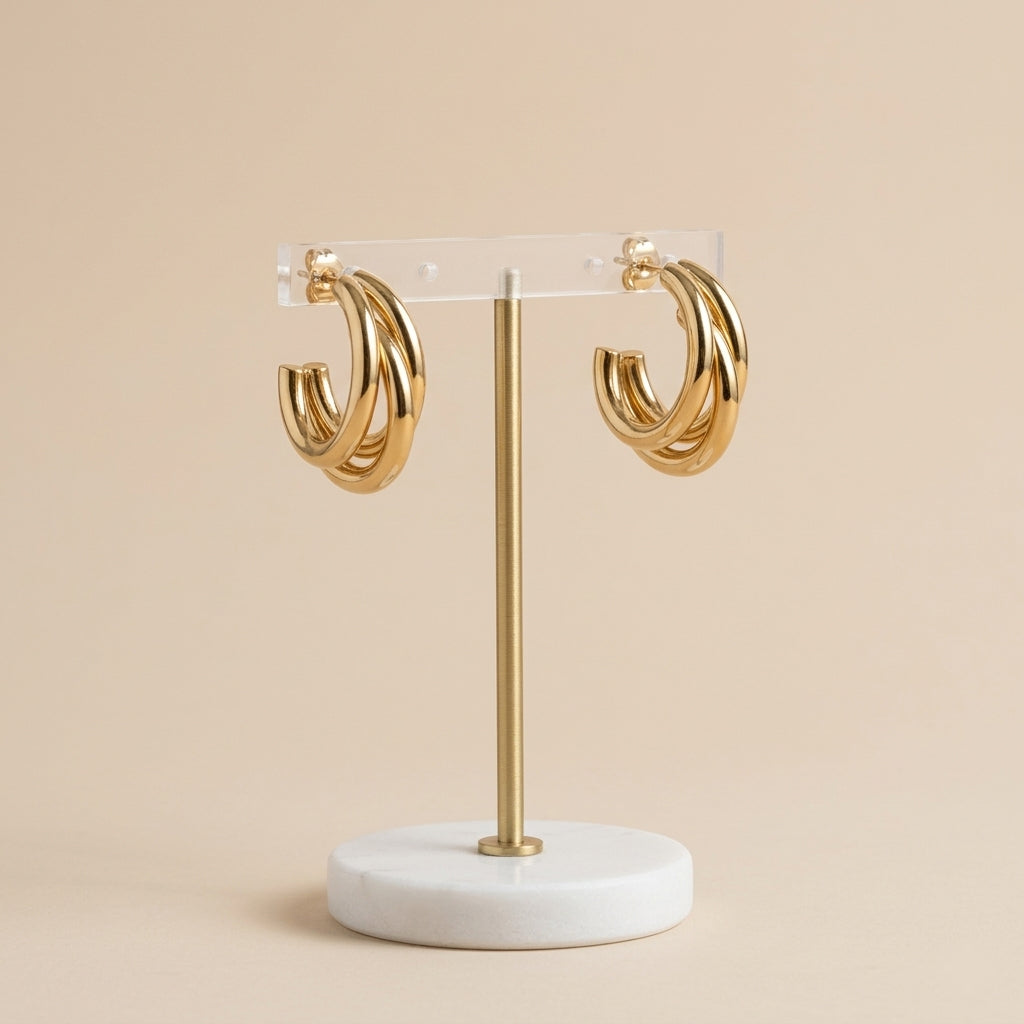 Elena gold double hoop earrings elegant modern hoop earrings for women