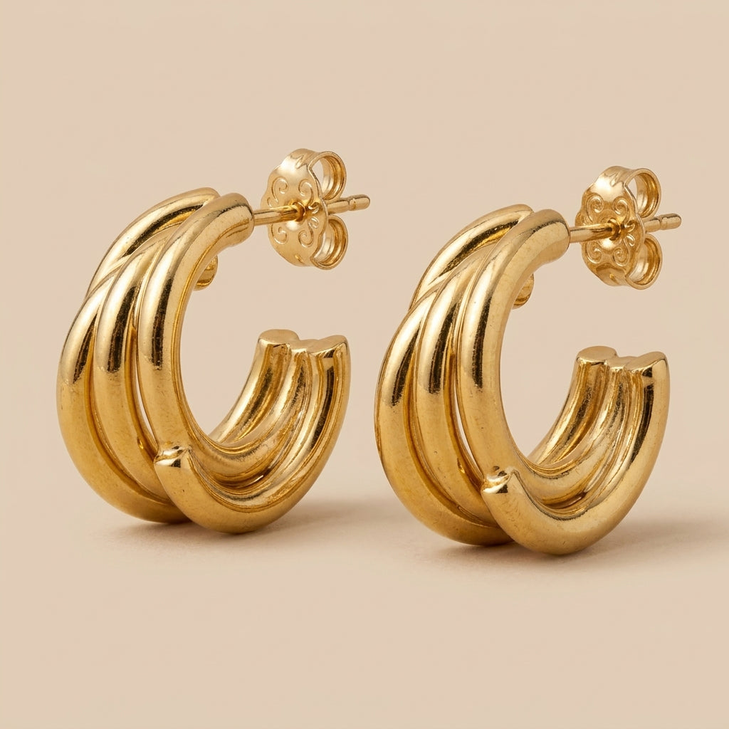 Elena gold double hoop earrings elegant modern hoop earrings for women